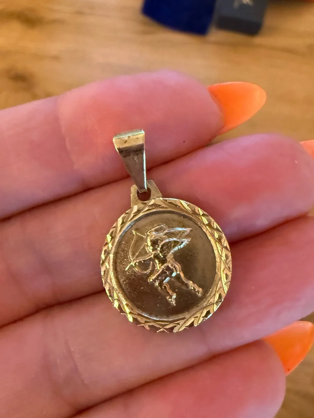 Child of Wild Gold Cupid Medallion Charm/Pendant
